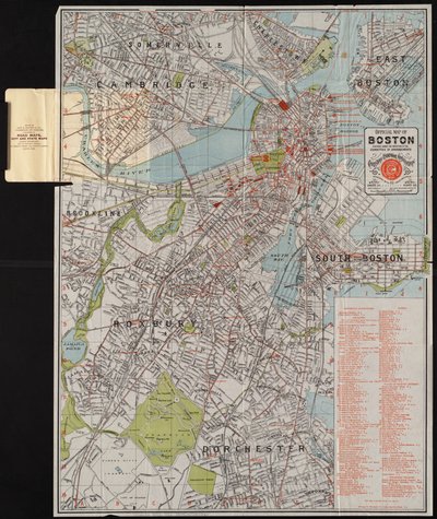 Bostonin virallinen kartta, n. 1895 (värilitho) tekijältä American School