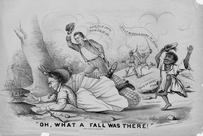 Oi, mikä pudotus siellä oli!, julkaisija J. Mayer & Co. Lith, Boston, n. 1865 tekijältä American School