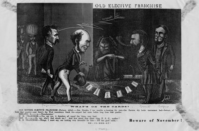 Vanha valinnainen franchise, mitä korteilla on? : varo marraskuuta!, c. 1868 tekijältä American School