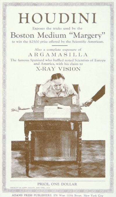 Pamfletti, joka paljastaa Boston-median "Margery" käyttämät temput, n. 1924 (painos) tekijältä American School