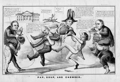 Pappi, keitto ja jauho, julkaisija Currier & Ives, New York, 1852 tekijältä American School
