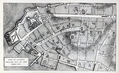 Osa Bernard Ratzerin pienempää New Yorkin karttaa (litho) tekijältä American School