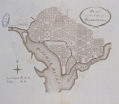 Washingtonin kaupungin suunnitelma, sellaisena kuin se alun perin laadittiin vuonna 1793 tekijältä American School