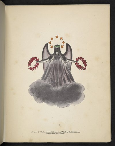 Levy 1. Tumma enkeli.  Spektropia; tai Yllättäviä spektriilluusioita, joissa näkyy haamuja kaikkialla, minkä tahansa värisinä jne. ser. 1.  J.H. Ruskea,  1864 tekijältä American School