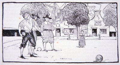 Kulhojen pelaaminen New Amsterdamissa 1600-luvulla (litho) tekijältä American School