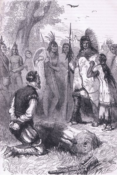 Pocahontas pelastaa kapteeni Smithin hengen, esimerkki Cassell