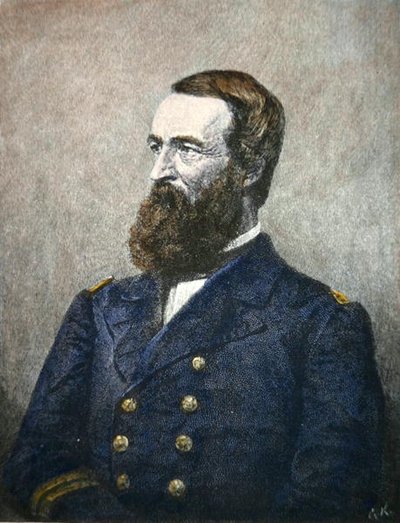 Muotokuva David Dixon Porterista (1813-91), liittovaltion laivaston amiraalista (värilitho) tekijältä American School