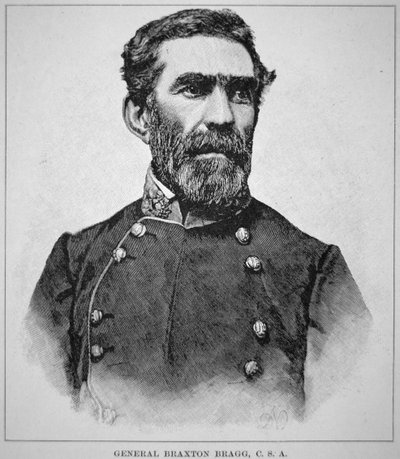 Kenraali Braxton Braggin (1817-76) muotokuva (litho) tekijältä American School
