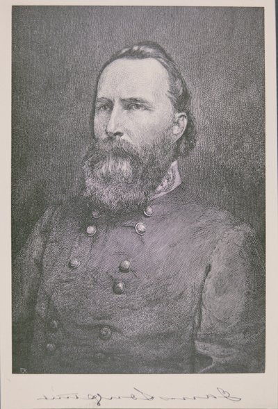 Kenraali James Longstreetin (1821-1904) muotokuva (litho) tekijältä American School