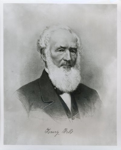 Henry Wellsin (1805–1878) muotokuva Wells Fargo & Co:n (litho) perustajista tekijältä American School