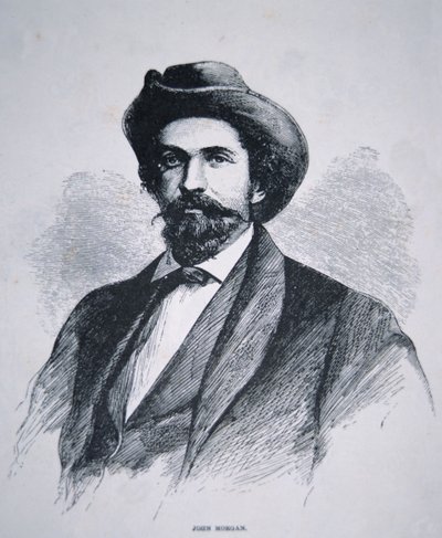 John Hunt Morganin (1825-64) muotokuva (litho) tekijältä American School