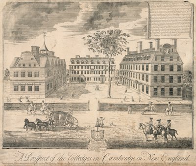 Harvardin yliopiston kuva noin 1700, noin 1700 (kaiverrus). tekijältä American School