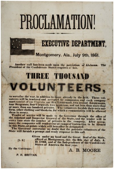 Rekrytointi, jossa pyydetään kolmetuhatta vapaaehtoista, 9. heinäkuuta 1861 tekijältä American School