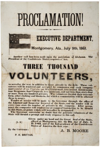 Rekrytointi, jossa pyydetään kolmetuhatta vapaaehtoista, 9. heinäkuuta 1861 tekijältä American School