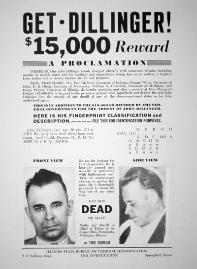 John Dillingerin palkintojuliste tekijältä American School