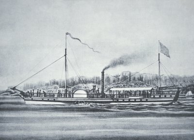 Robert Fultonin höyrylaiva "Clermont", Hudson-joella, New Yorkissa tekijältä American School