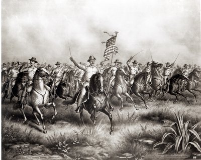 Rough Riders: eversti Theodore Roosevelt, Yhdysvaltain komentaja San Juan Hillissä, Santiago, Kuuba, 1898 tekijältä American School