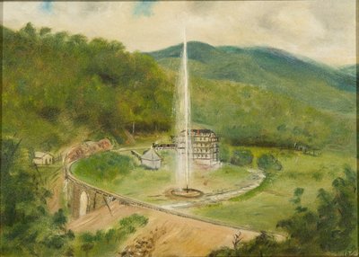 Round Knob Inn and the Fountain, n. 1882 (öljy aluksella) tekijältä American School