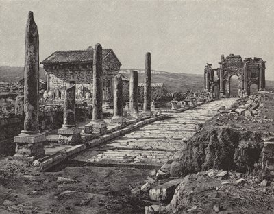Roomalais-berberilaisen Timgadin kaupungin rauniot (muinainen Thamugas), Algeria (kaiverrus) tekijältä American School