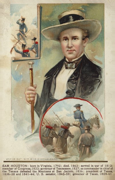 Sam Houston (värillinen litografia) tekijältä American School