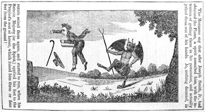 Saatana potkaisi Joseph Smithiä (1805–1844) vuoden 1842 antimormonialmanakan takasivulta tekijältä American School