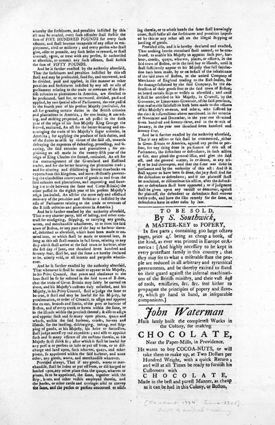 Laki Bostonin sataman sulkemisesta, 1774 (sanomalehtipaperi) tekijältä American School