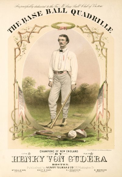 Nuottien kansikappale The Base Ball Quadrillelle kirjoittanut Henry von Gudera ja julkaissut Henry Tolman & Co., julkaisija Henry Tolman & Co. tekijältä American School