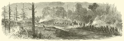 Shermansin armeija tuhoaa Maconin rautatien Rough and Readyn ja Jonesboroughin välillä, elokuu 1864 tekijältä American School