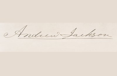 Andrew Jacksonin allekirjoitus tekijältä American School
