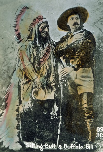 Sitting Bull ja Buffalo Bill, n.1885 (värillinen kuva) tekijältä American School