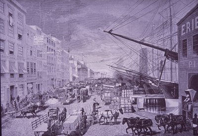 South Street Seaport 1870-luvulla, New York City (kaiverrus) tekijältä American School