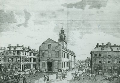 Lounaisnäkymä Old State Housesta, Boston, 1881 tekijältä American School
