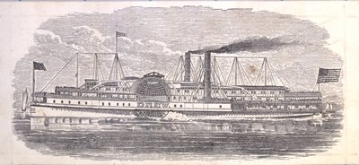 Steamship Drew, Ticket for the Peoples Evening Line, Albany - New York, käänteinen (kaiverrus [lippu]) tekijältä American School