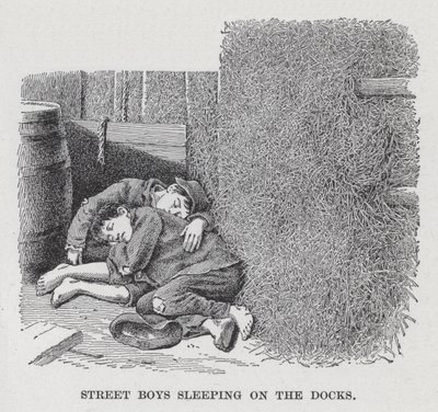Street Boys nukkumassa Docksissa (litho) tekijältä American School