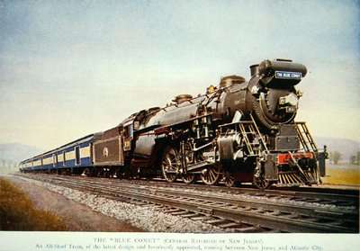 Blue Comet -juna, n. 1930 (värilitho) tekijältä American School