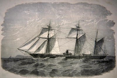 Konfederaation yksityisen hyökkääjä "Alabama" (litho) tekijältä American School