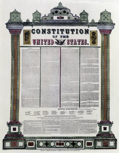 Amerikan yhdysvaltojen perustuslaki (American Constitution) allekirjoitettiin vuonna 1787, sovellettiin vuonna 1789 tekijältä American School
