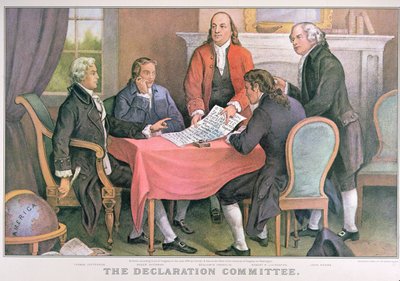 The Declaration Committee, julkaisija Currier & Ives, New York (värilitho) tekijältä American School