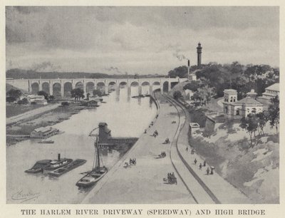 Harlem River Driveway (Speedway) ja High Bridge (m/w kuva) tekijältä American School