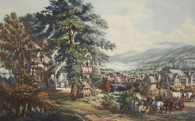 Evangelinen koti, Acadian Land, pubi. 1864, Currier & Ives tekijältä American School