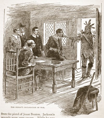 Intiaanien sodanjulistus kirjapubista. 1896 tekijältä American School