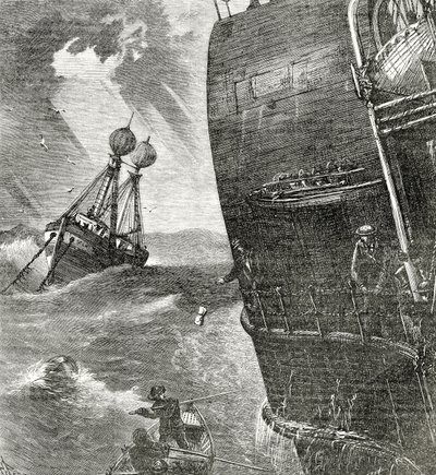 The Light-Ship ja Incoming Steamer, etukappaleen kuva Appletons Journalista, 4. toukokuuta 1872 tekijältä American School