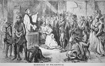 Pocahontasin häät (n. 1595-1617) 1614 (kaiverrus) tekijältä American School