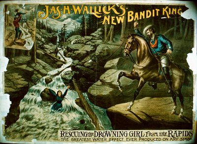 New Bandit King pelastamassa tyttöä koskesta 1880-90-luvuilla tekijältä American School
