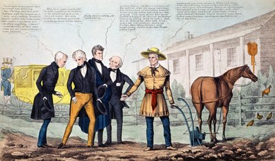 North Bend Farmer and His Visitors, karikatyyri julkaissut H.R. Robinson, n.1840-42 tekijältä American School