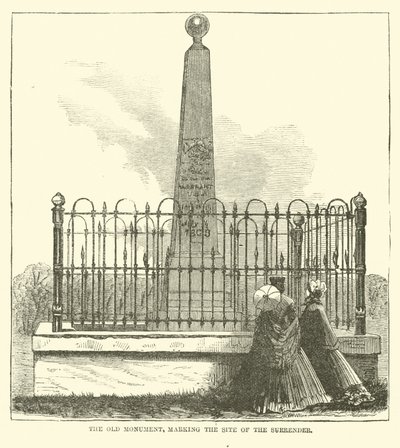 Vanha monumentti, joka merkitsee antautumispaikkaa, heinäkuu 1863 tekijältä American School