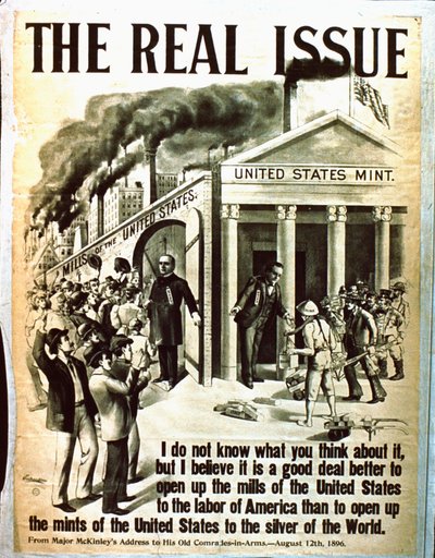 The Real Issue - Juliste, joka puoltaa Yhdysvaltojen avaamista tehtaidensa amerikkalaiselle työvoimalle tekijältä American School