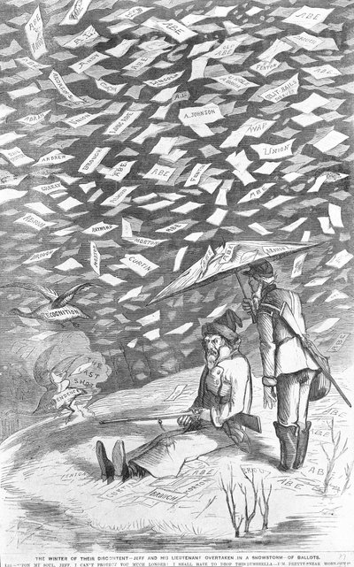 Heidän tyytymättömyytensä talvi, Jeff ja hänen luutnanttinsa ohitettuina äänestyslippujen lumimyrskyssä, n. 1894 tekijältä American School