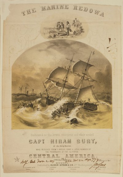 El bergantí de la Marina va rescatar passatgers en vaixells salvavides del vaixell de vapor SS Central America després de ser atrapat en un huracà davant de les Carolinas el setembre de 1857. Més de 550 es van ofegar i es van perdre 30.000 lliures (14.000  tekijältä American School