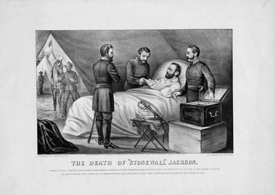 Stonewall Jacksonin kuolema, pub. kirjoittanut Currier & Ives, 1872 tekijältä American School